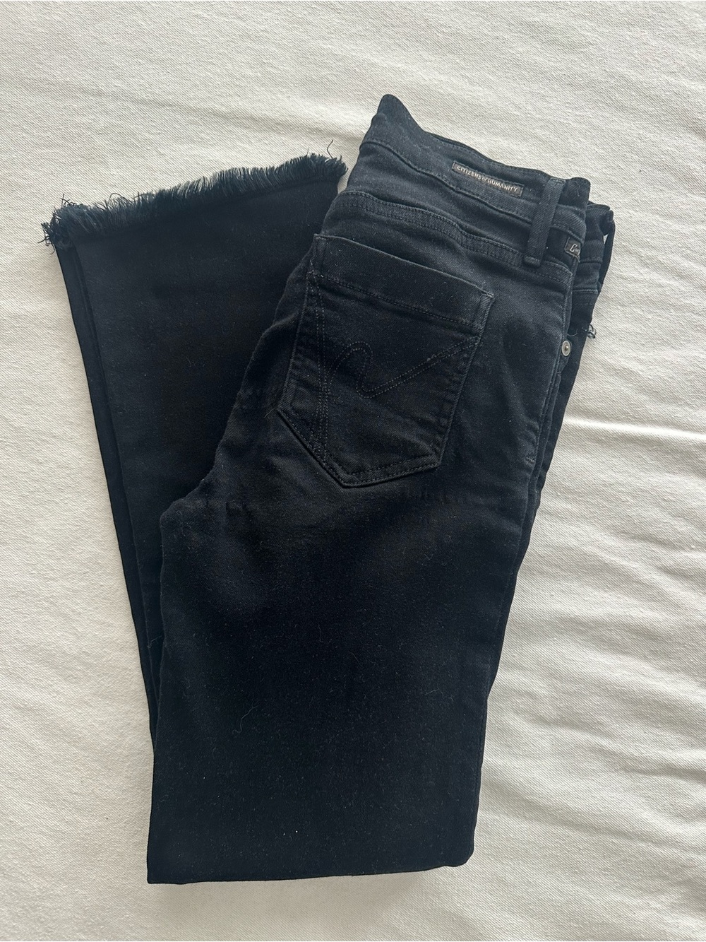 Citizens Of Humanity Black Frayed-Hem Ankle Jeans